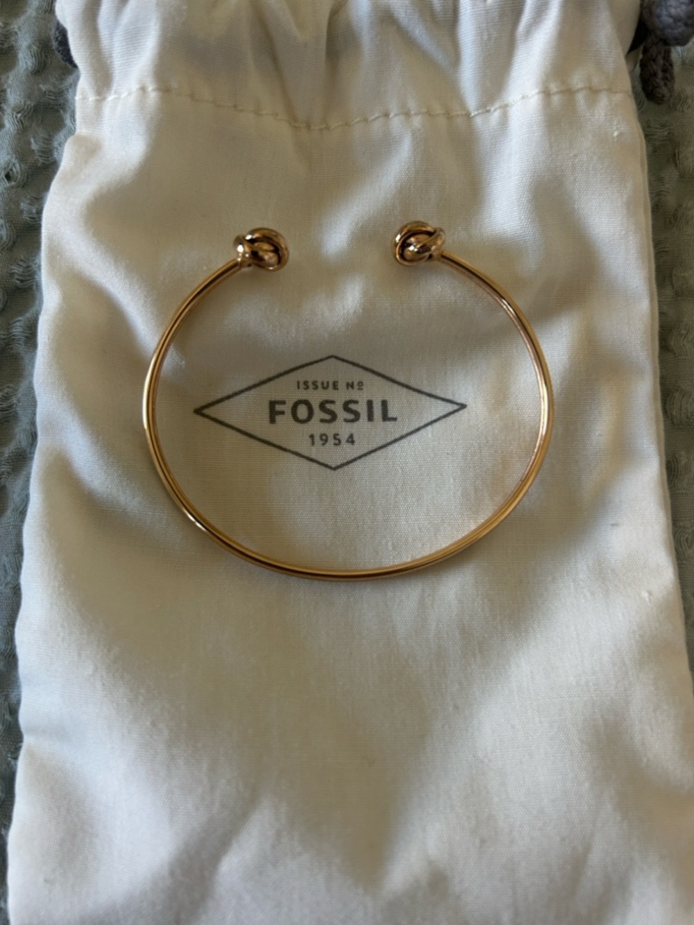 Fossil Rose Gold Knot Open Bangle Bracelet